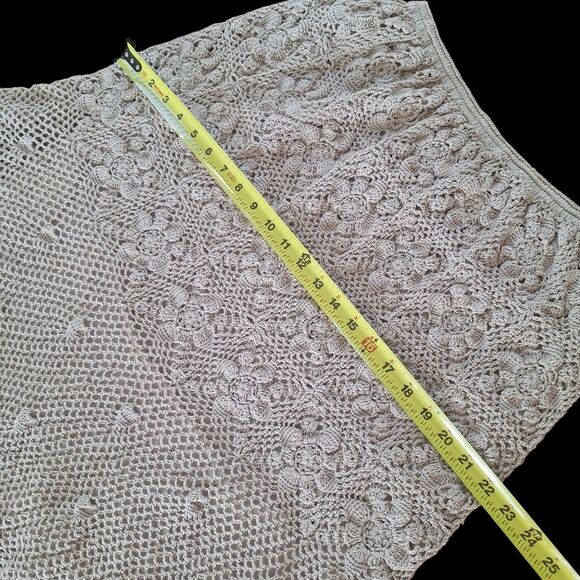 Ecru Crochet Boho Midi Skirt Cotton Sz M Slip Lining Philippines Doily Skirt - Picture 12 of 16